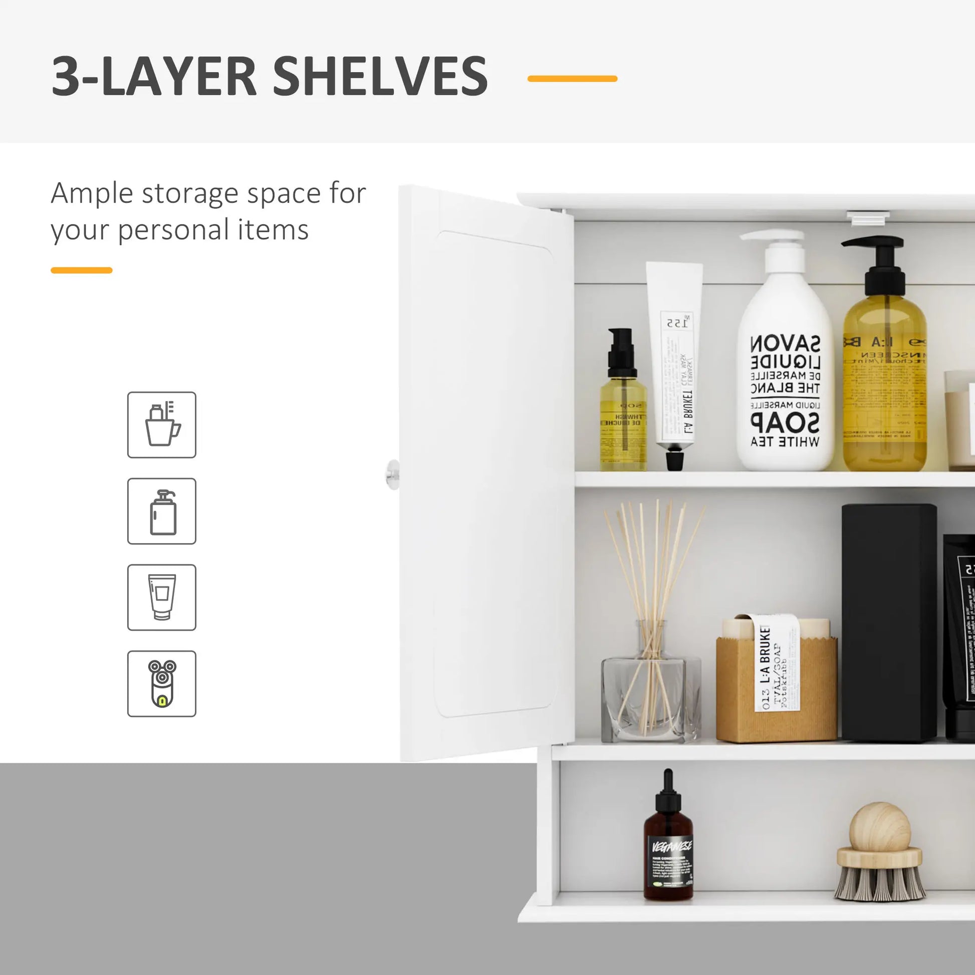 Wall-Mounted Medicine Cabinet, Double Doors, Adjustable Shelf, White Mirror Medicine Cabinets at Gallery Canada