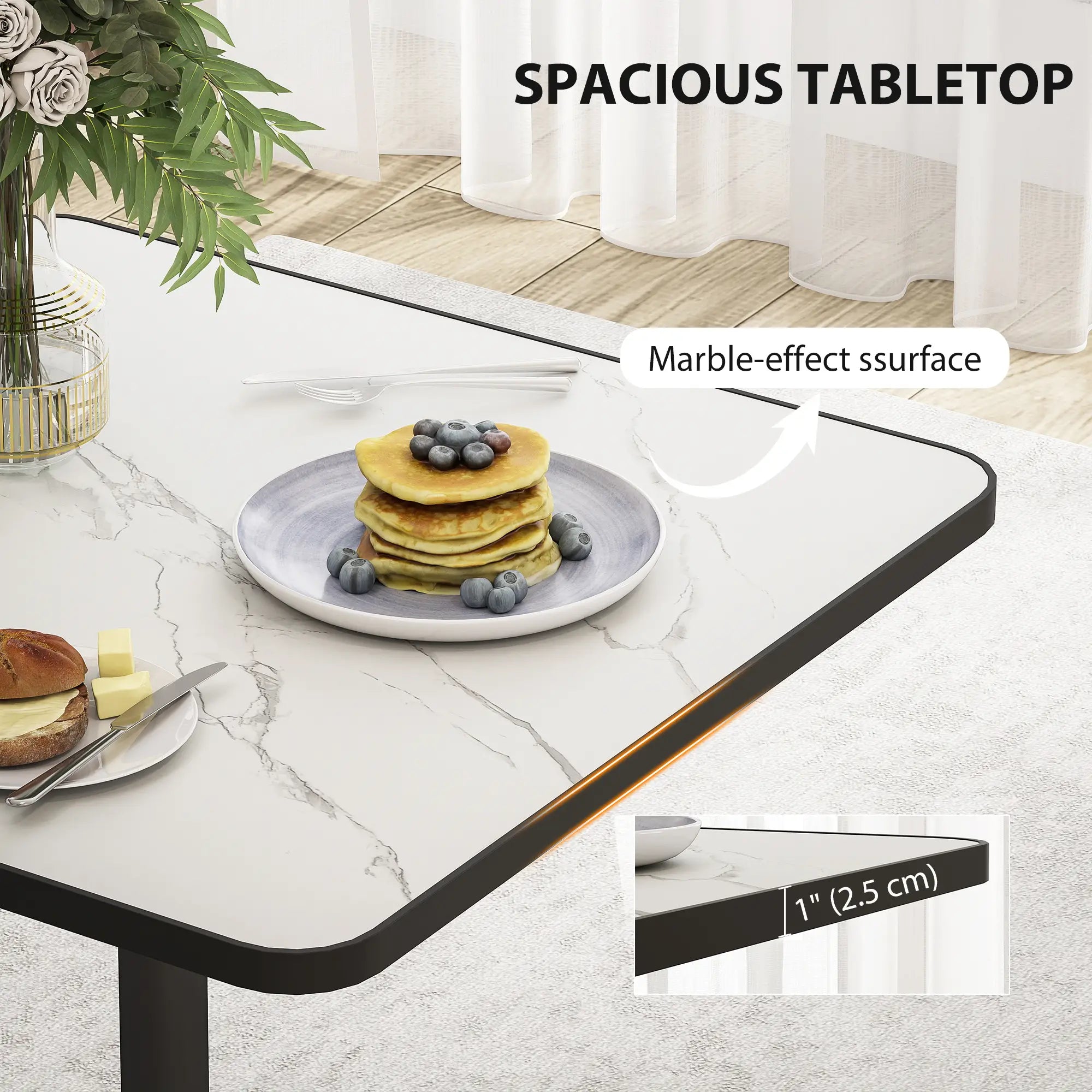 Modern Dining Table For 4, White Marble Effect Tabletop, Round Base, White Dining Tables at Gallery Canada