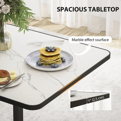 Modern Dining Table For 4, White Marble Effect Tabletop, Round Base, White Dining Tables at Gallery Canada