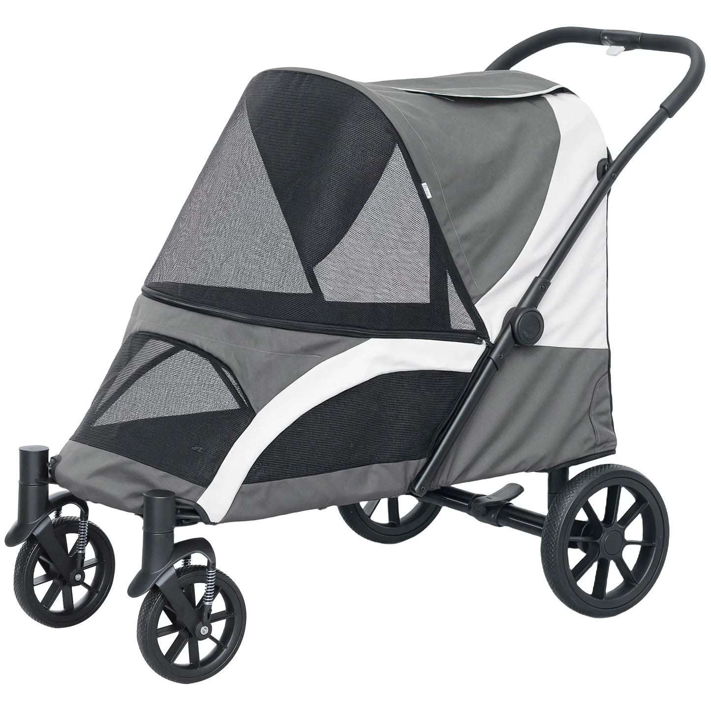Foldable Pet Stroller For Large Dogs, Four Big Wheels, Dark Grey Dog Bike Trailers & Strollers Dark Grey at Gallery Canada