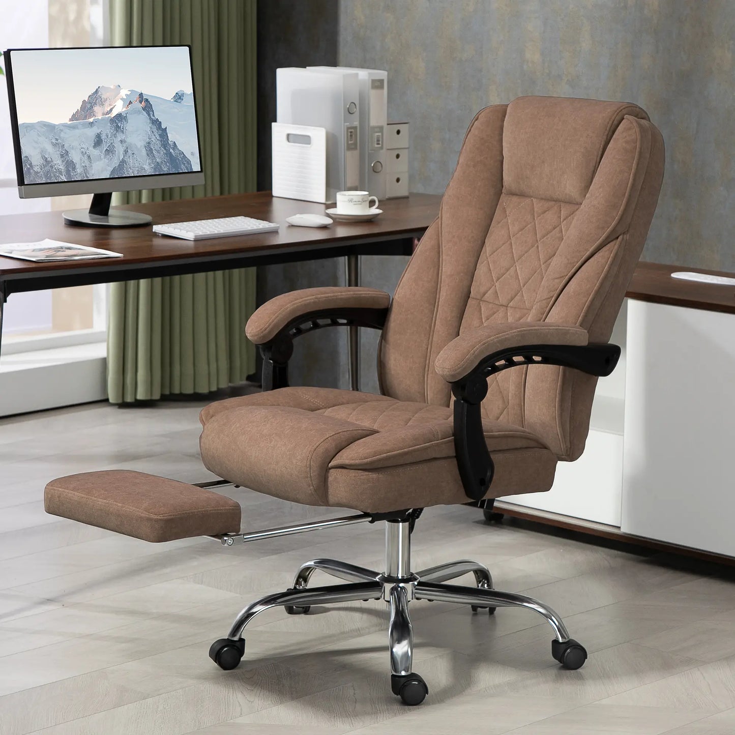 Massage Office Chair, Heated Reclining with Footrest, Adjustable Height, Brown Office Chairs at Gallery Canada