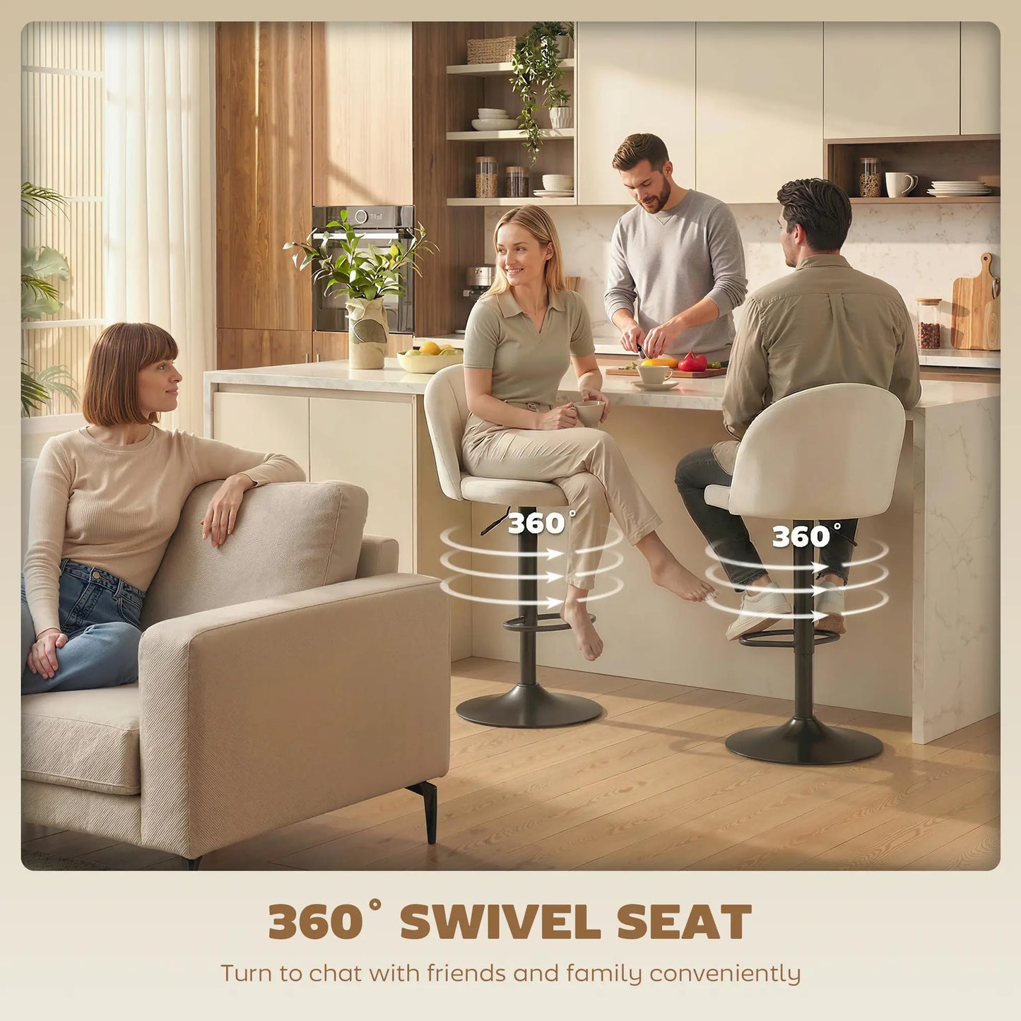 Swivel Counter Height Barstools Set Of 2, Cream White Bar Stools at Gallery Canada