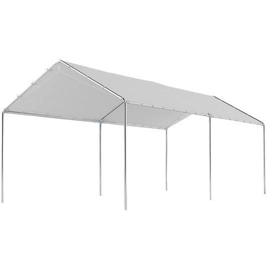 10' x 20' Heavy Duty Galvanized Carport Canopy, Anchor Kit, White