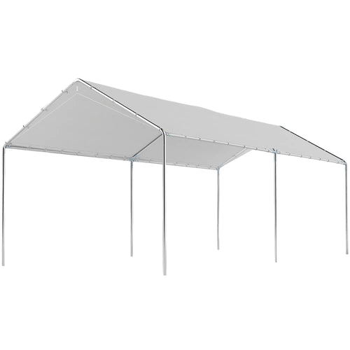 10' x 20' Heavy Duty Galvanized Carport Canopy, Anchor Kit, White
