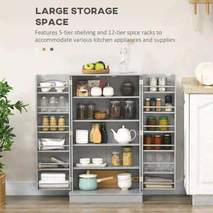 41 Storage Cabinet, 2-Door Kitchen Pantry, 5-Tier Shelving, Grey Kitchen Pantry Cabinets at Gallery Canada