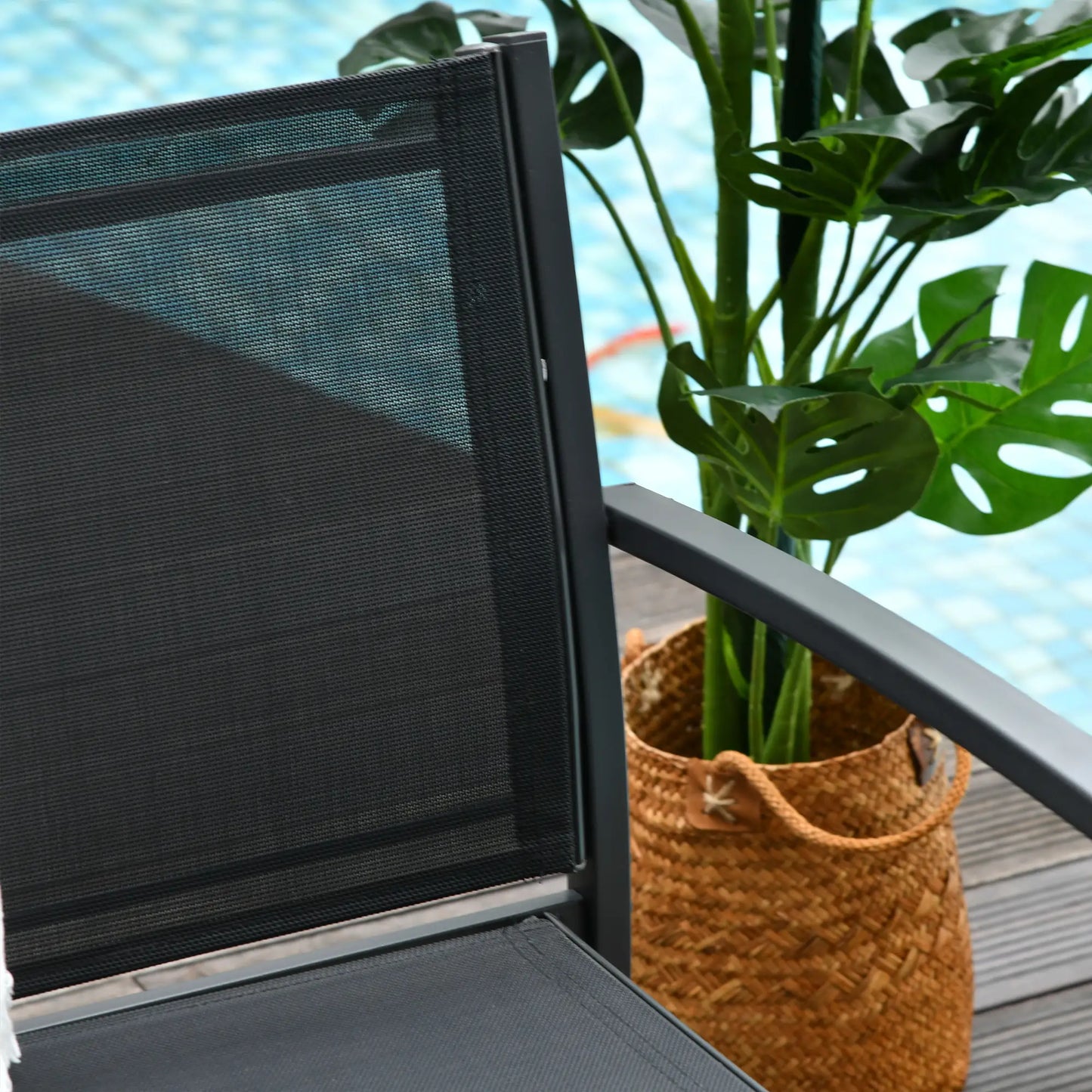 4-Piece Patio Set, Glass Top Coffee Table, Breathable Mesh, Black Patio Furniture Sets at Gallery Canada