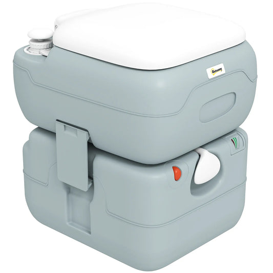 5.8 Gallon Portable Toilet With Level Indicator, Anti-Leak Pump Camping Toilets Grey at Gallery Canada