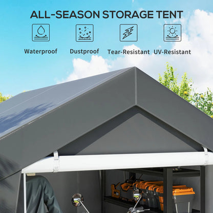 10' x 10' Outdoor Storage Shed, Portable Garage, Dark Grey