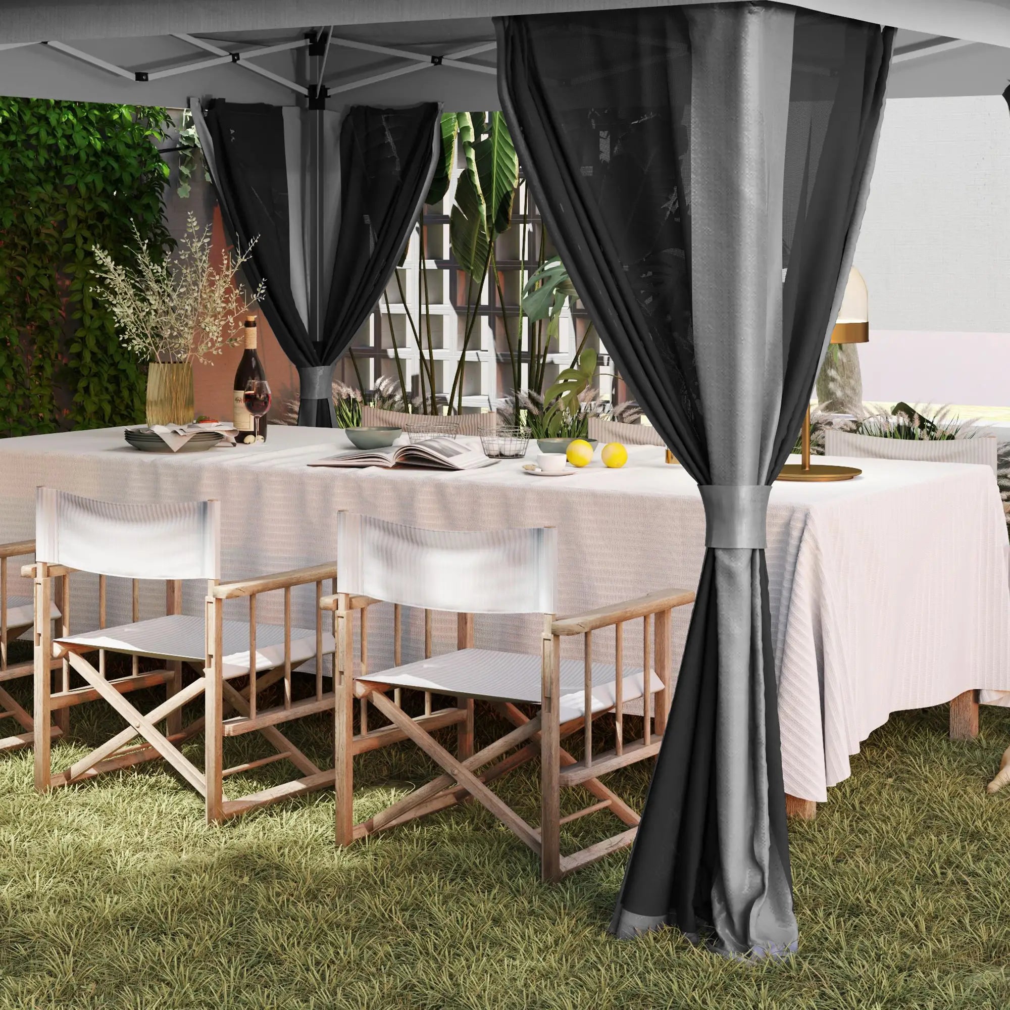 11.7' x 11.7' Pop Up Canopy Tent, UPF50+ Sun Shelter with Netting, Wheeled Bag Pop Up Canopies at Gallery Canada