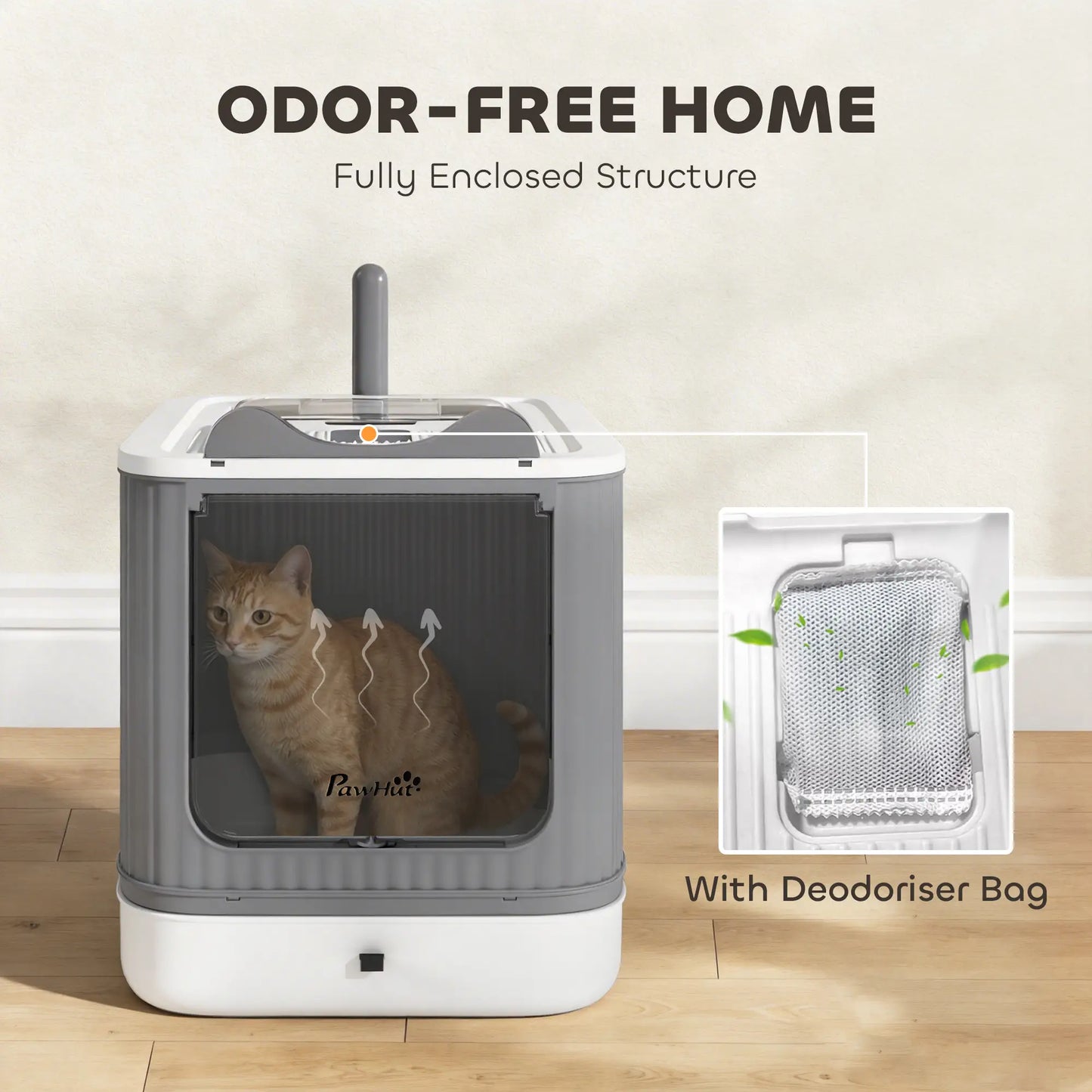 Enclosed Kitty Litter Box With Lid, Front-Entry, Top-Exit, Scoop, Deodorizer Bag, Medium, White Cat Litter Box Enclosures at Gallery Canada