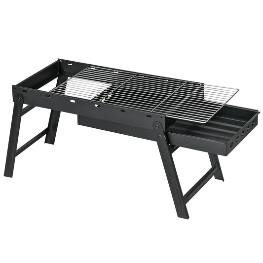 Portable Charcoal Grill With Pull-Out Basin, Folding Tabletop BBQ, Black Charcoal BBQ Grils Black at Gallery Canada