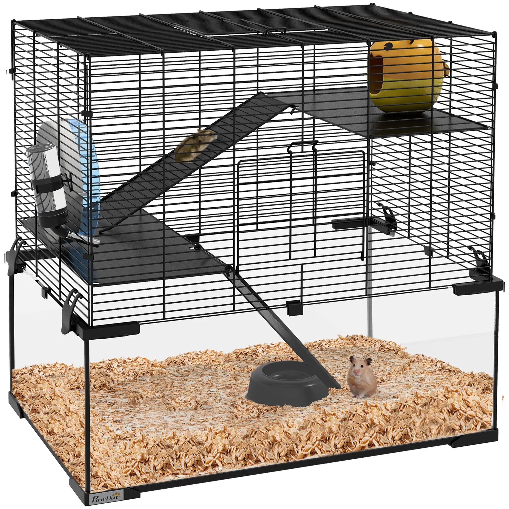Hamster Cage, Gerbil Cage with Glass Basin, Small, Black Hamster Cages at Gallery Canada