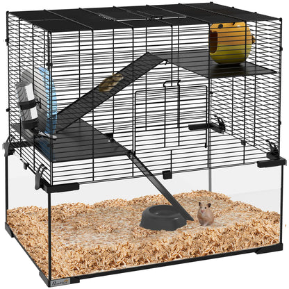 Hamster Cage, Gerbil Cage with Glass Basin, Small, Black Hamster Cages at Gallery Canada