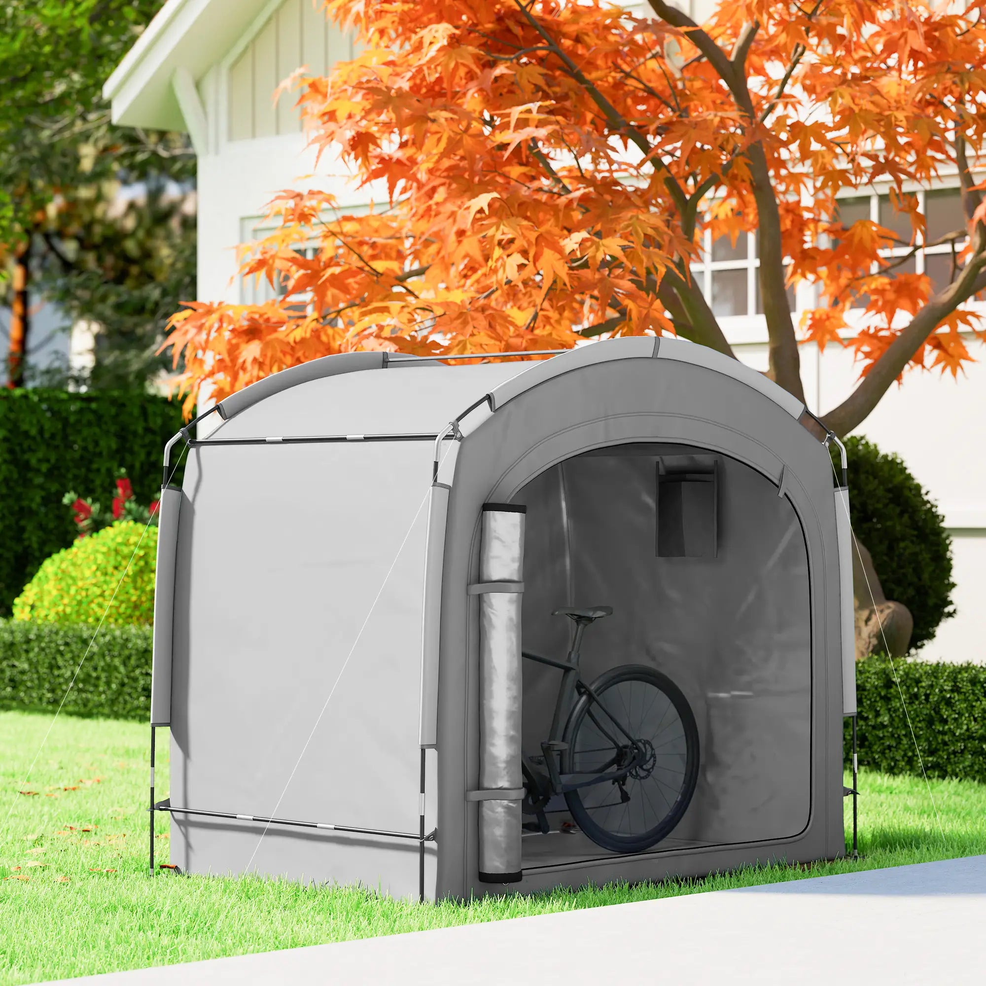 Portable Bike Storage Shed Tent, Waterproof 210D Oxford Fabric, Fits 3-4 Bicycles, Dark Grey Sheds at Gallery Canada