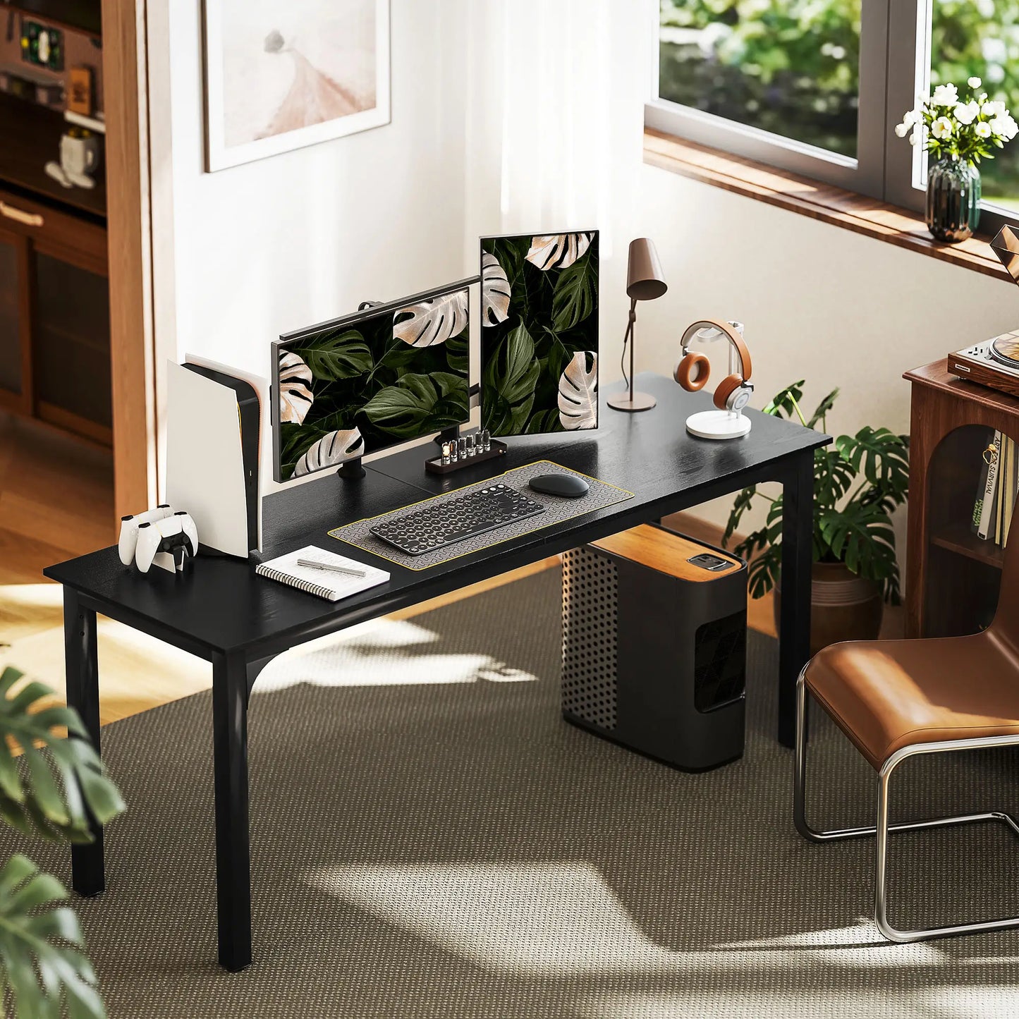 71" Computer Desk, Metal Legs, Distressed, Black Computer Desks at Gallery Canada