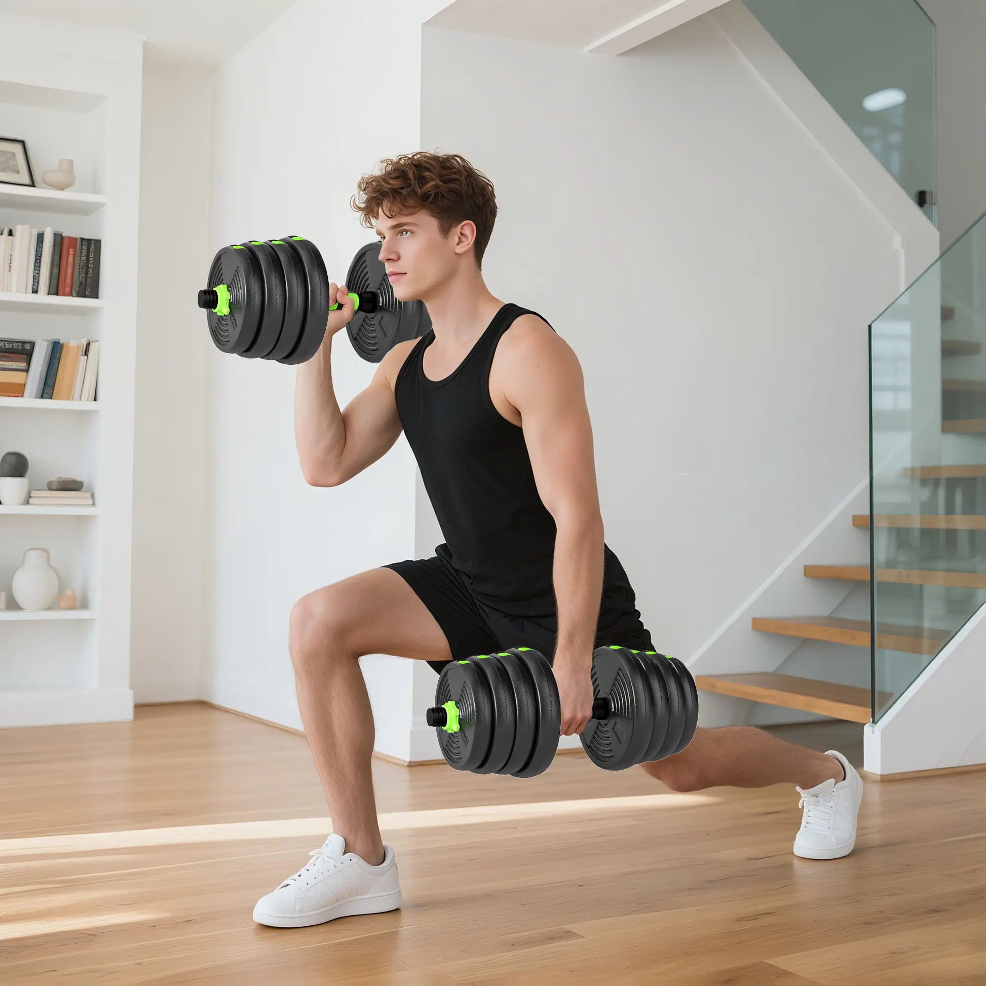 Adjustable Dumbbell Set, 3 in 1 Weights, 66lb with Connector, Non-Slip Grip Dumbbells & Barbells at Gallery Canada