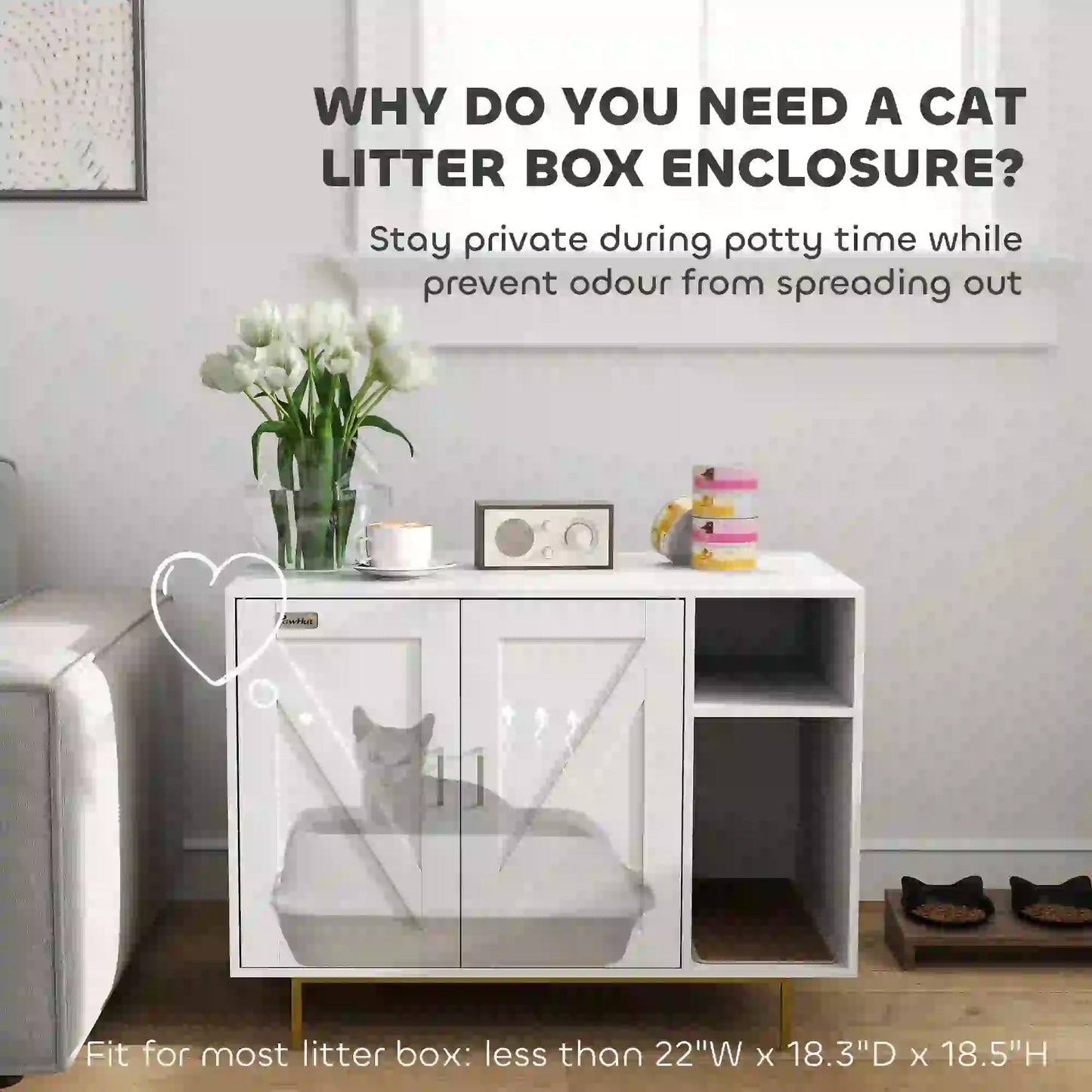 Cat Litter Box Enclosure with Scratching Pad, Storage, 31.5" x 20" x 24" Cat Litter Box Enclosures at Gallery Canada