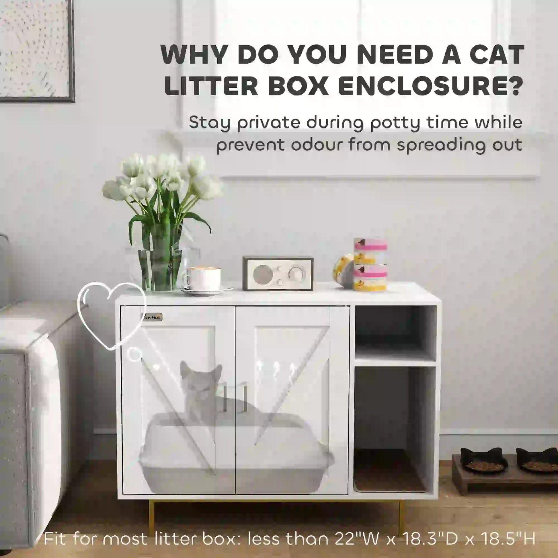 Cat Litter Box Enclosure with Scratching Pad, Storage, 31.5" x 20" x 24" Cat Litter Box Enclosures at Gallery Canada