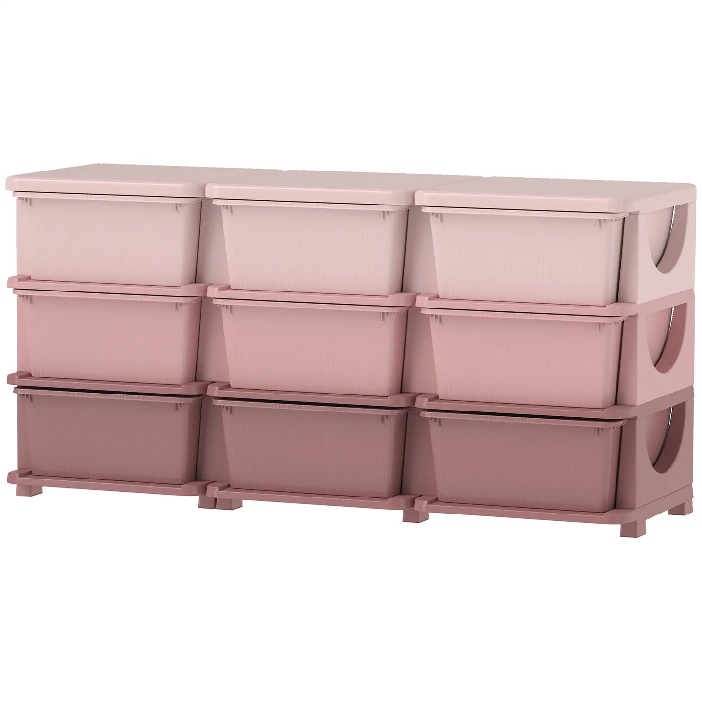 3 Tier Toy Organizer, 9 Plastic Drawers, Pink Baby & Kids Storage Pink at Gallery Canada