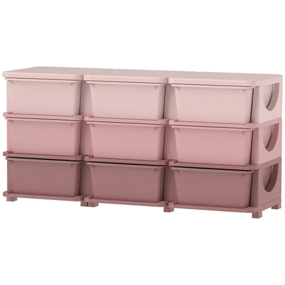 3 Tier Toy Organizer, 9 Plastic Drawers, Pink Baby & Kids Storage Pink at Gallery Canada