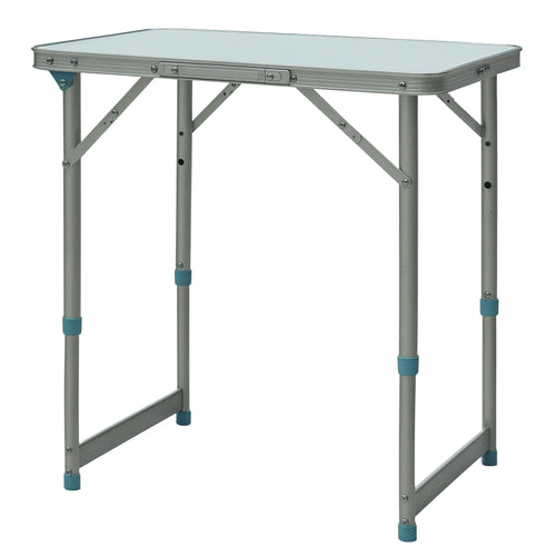 Folding Adjustable Patio Table, Portable Camping Dining, Aluminum Frame, Silver