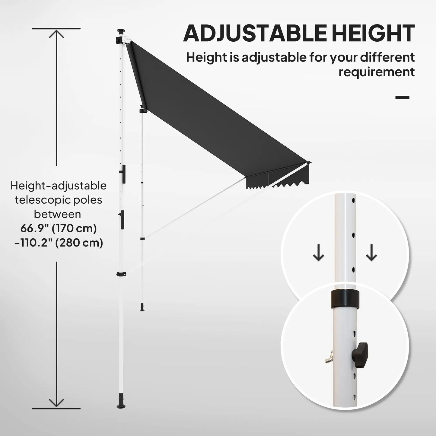 10x5ft Manual Retractable Awning, For Window Door Porch, Black Deck Awnings at Gallery Canada