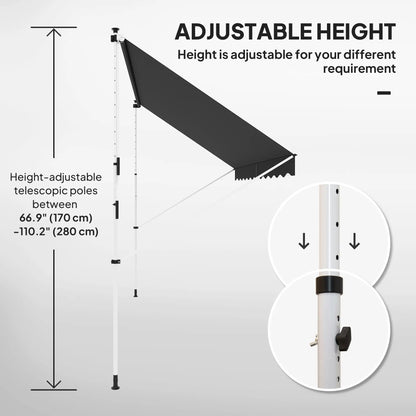 10x5ft Manual Retractable Awning, For Window Door Porch, Black Deck Awnings at Gallery Canada