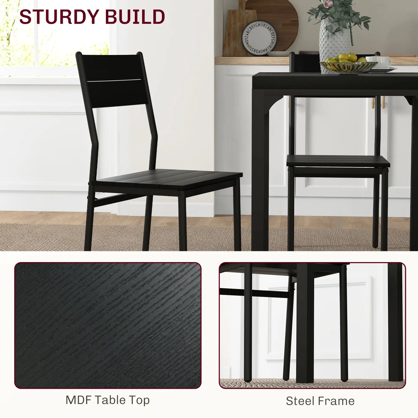 Dining Table Set for 2, 3 Piece Kitchen Table and Chairs, Black Dining Table Sets at Gallery Canada