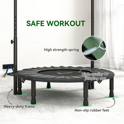 40" Foldable Mini Fitness Trampoline, Adjustable Foam Handle, Green Trampolines at Gallery Canada