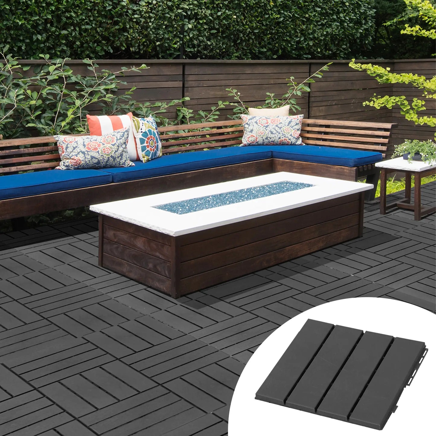 9 Pcs PP Interlocking Deck Tile, 12 x 12, Indoor Outdoor, Black Deck Tiles at Gallery Canada