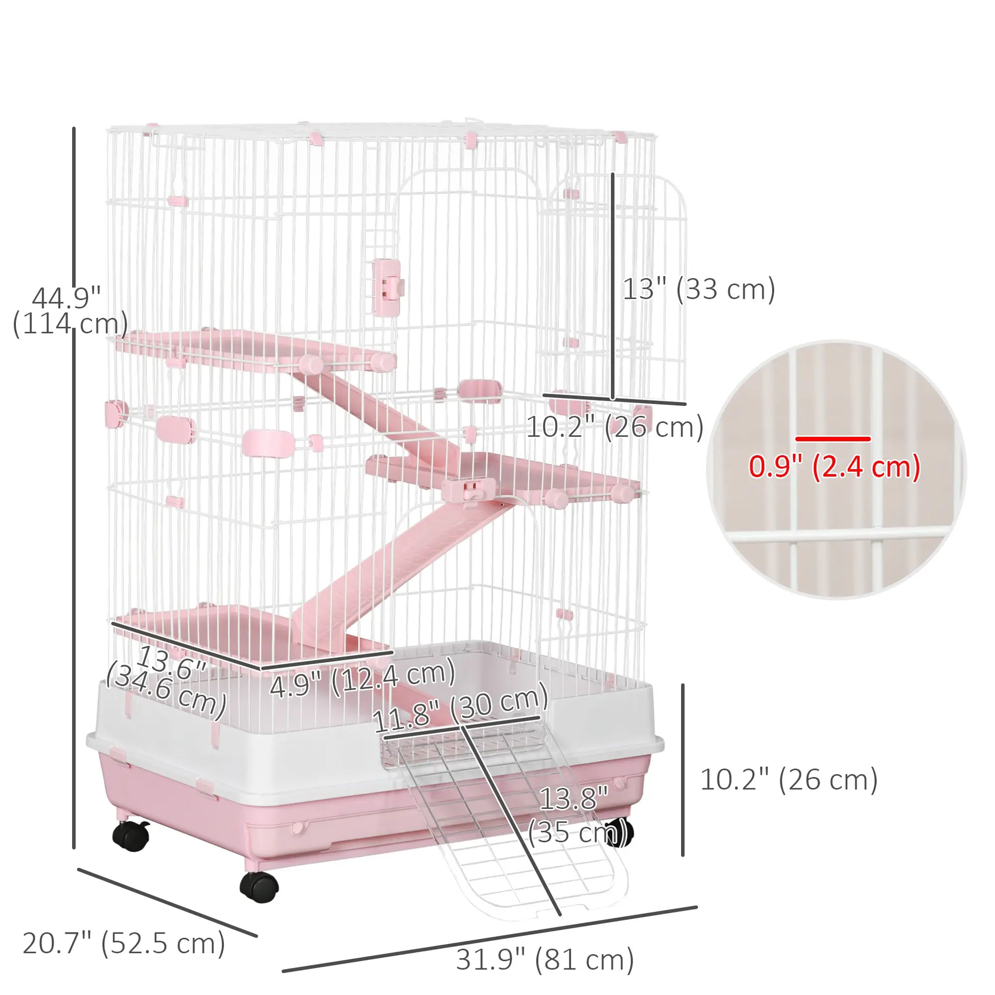32"L 4-Level Small Animal Cage, Lockable Wheels, Slide-Out Tray, Pink Houses & Habitats at Gallery Canada