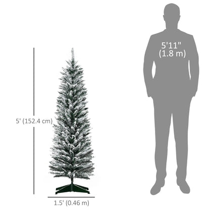 5ft Pencil Artificial Christmas Tree, Snow Flocked Branches, Green Artificial Christmas Trees at Gallery Canada