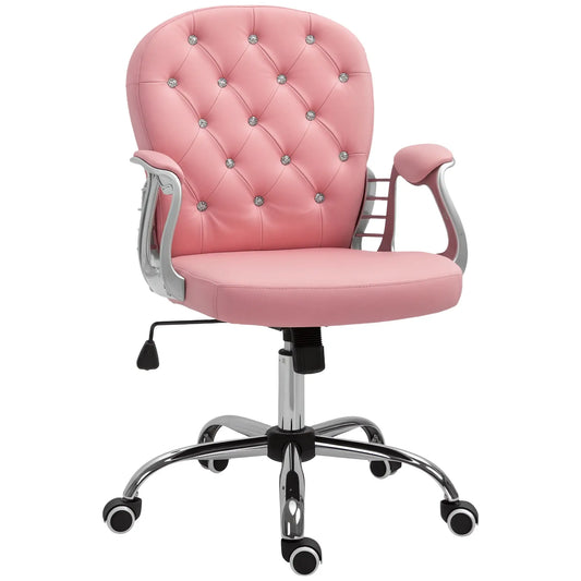 Adjustable Height Office Chair, Tufted Back Computer Desk Chair, Pink Task Chairs Pink at Gallery Canada