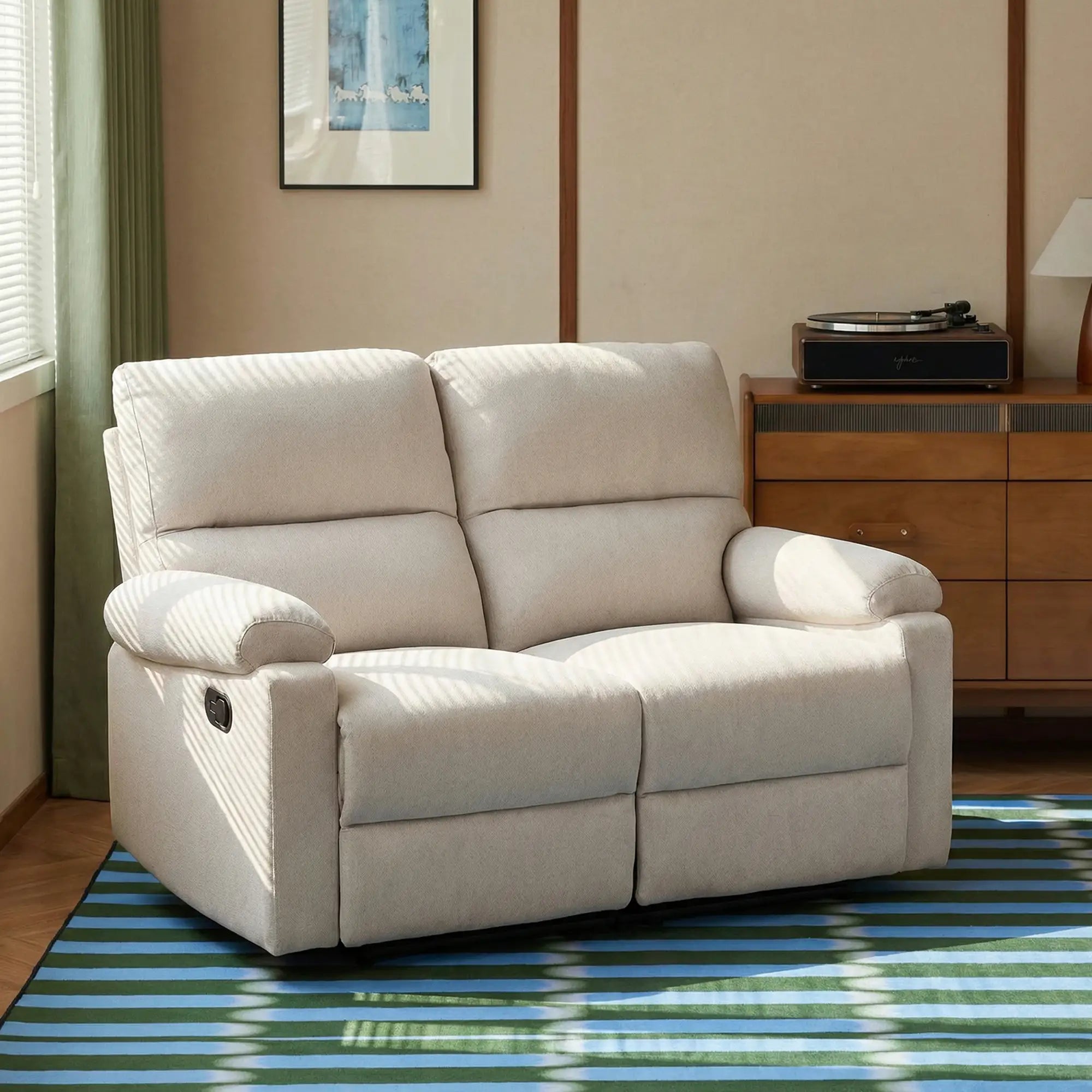 2 Seater Reclining Chair, Loveseat with Footrest, Cream White Sofas & Reclining Chairs at Gallery Canada
