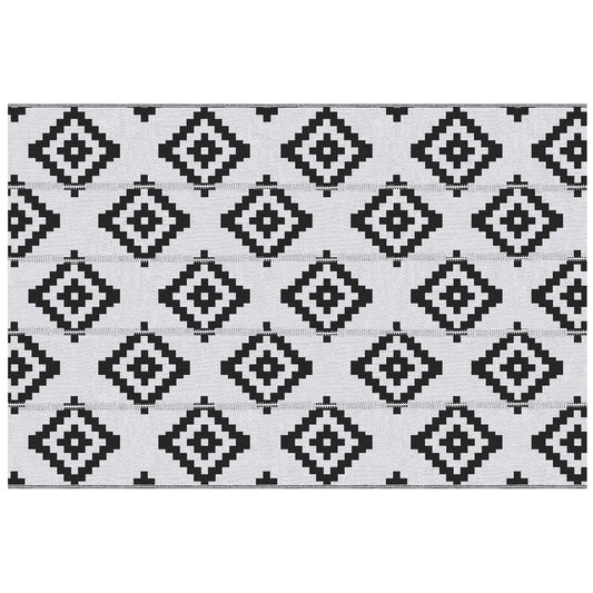 Reversible Outdoor RV Rug, 6' x 9', Patio Mat, Black & White Garden Decor Black, White at Gallery Canada