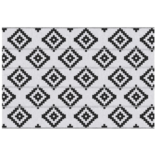 Reversible Outdoor RV Rug, 6' x 9', Patio Mat, Black & White