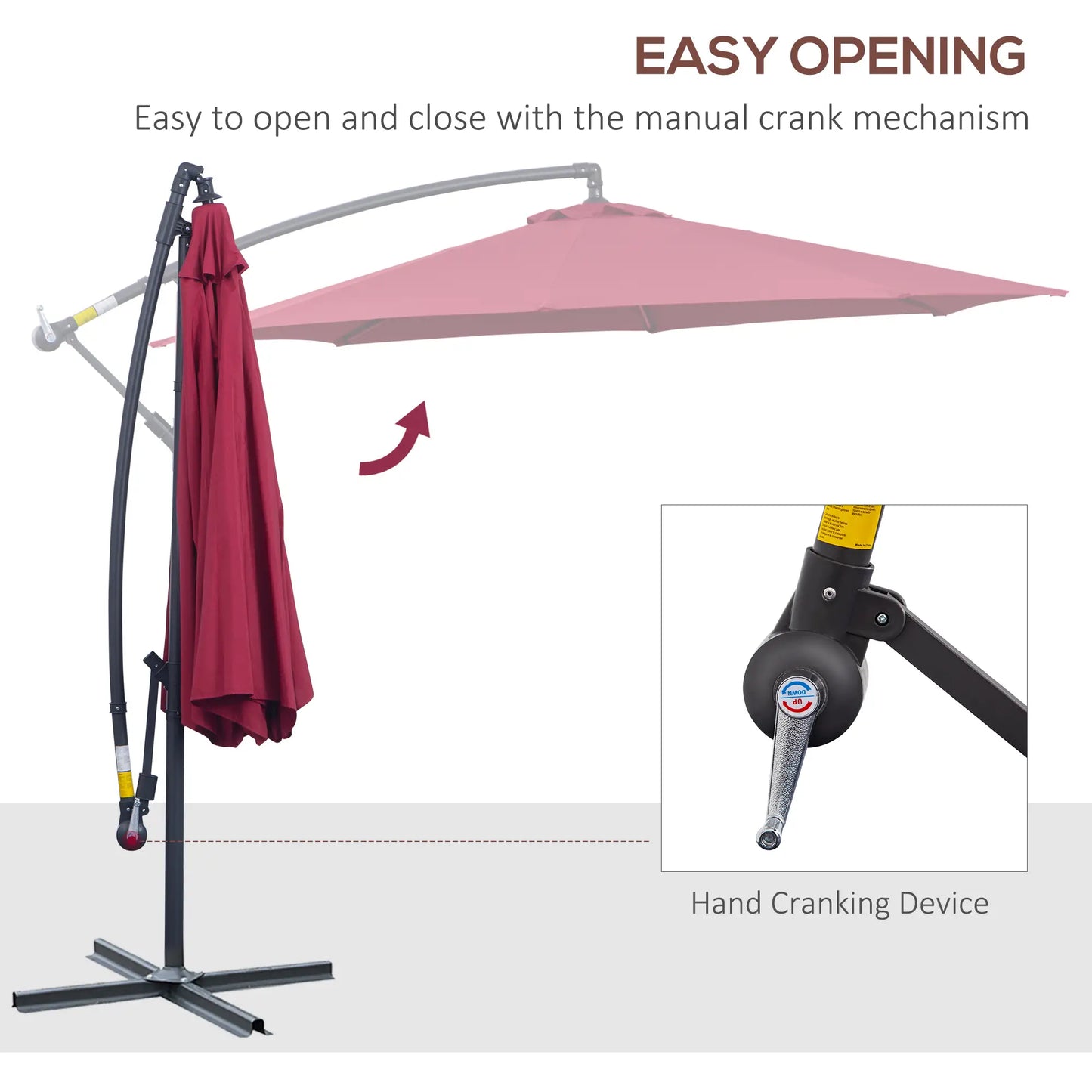 10' Deluxe Patio Umbrella, Banana Hanging Offset Sunshade, Wine Red Cantilever Umbrellas at Gallery Canada