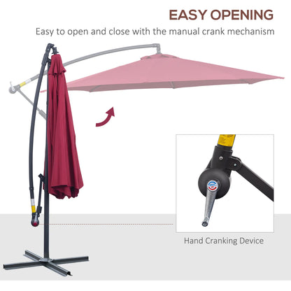 10' Deluxe Patio Umbrella, Banana Hanging Offset Sunshade, Wine Red Cantilever Umbrellas at Gallery Canada