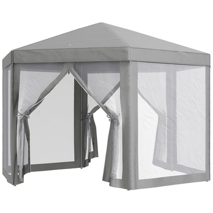 Hexagon Party Tent, Patio Gazebo with Netting, Dark Grey Canopy Tents Dark Grey at Gallery Canada