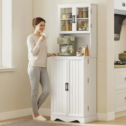 71 Inch Kitchen Pantry Cabinet, Freestanding Hutch with 8 Shelves, White Kitchen Pantry Cabinets at Gallery Canada