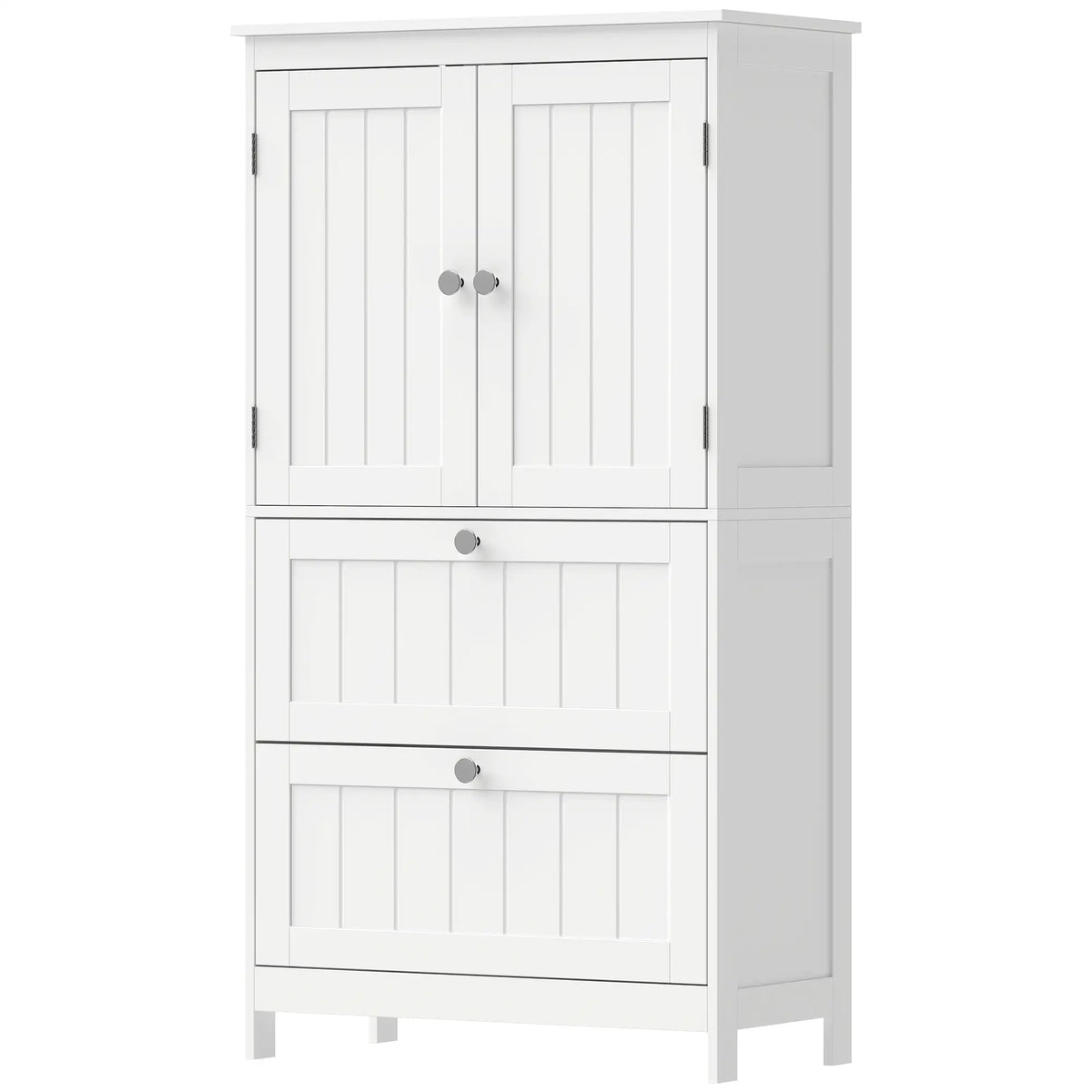 Narrow Bathroom Cabinet, 2 Drawers, Adjustable Shelf, White Freestanding Bathroom Cabinets White at Gallery Canada
