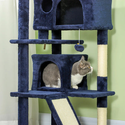 54" Cat Tree, Multi-Level Tower, Scratching Posts, Condos, Bed, Dark Blue Cat Towers at Gallery Canada