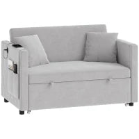 52" Grey Velvet Sofa Bed, Pull Out Sleeper with USB Ports, Grey