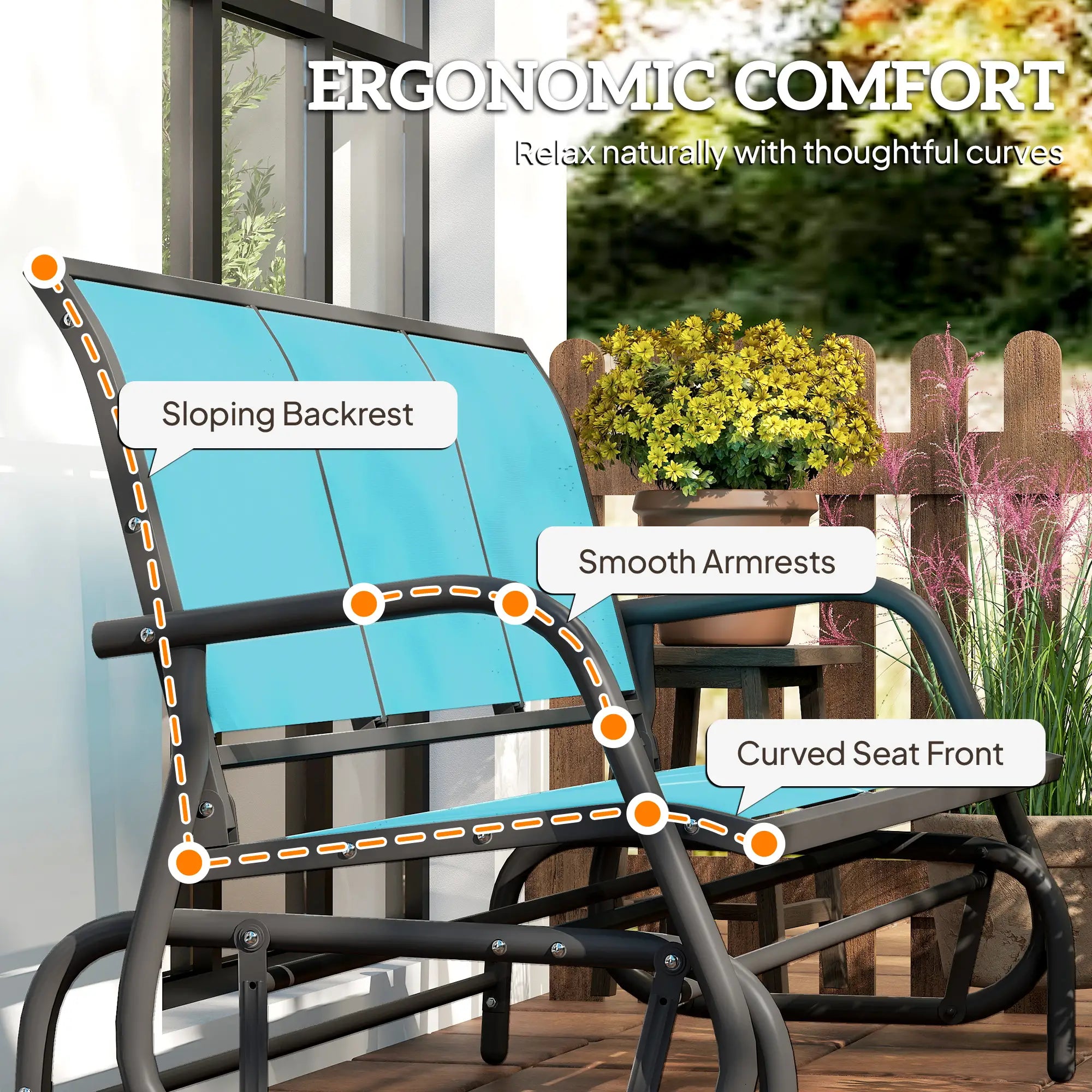 3-Seat Outdoor Glider Chair, Steel Frame, Sling Fabric, Blue Outdoor Gliders at Gallery Canada