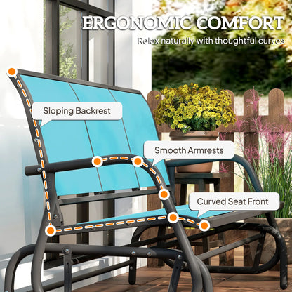 3-Seat Outdoor Glider Chair, Steel Frame, Sling Fabric, Blue Outdoor Gliders at Gallery Canada
