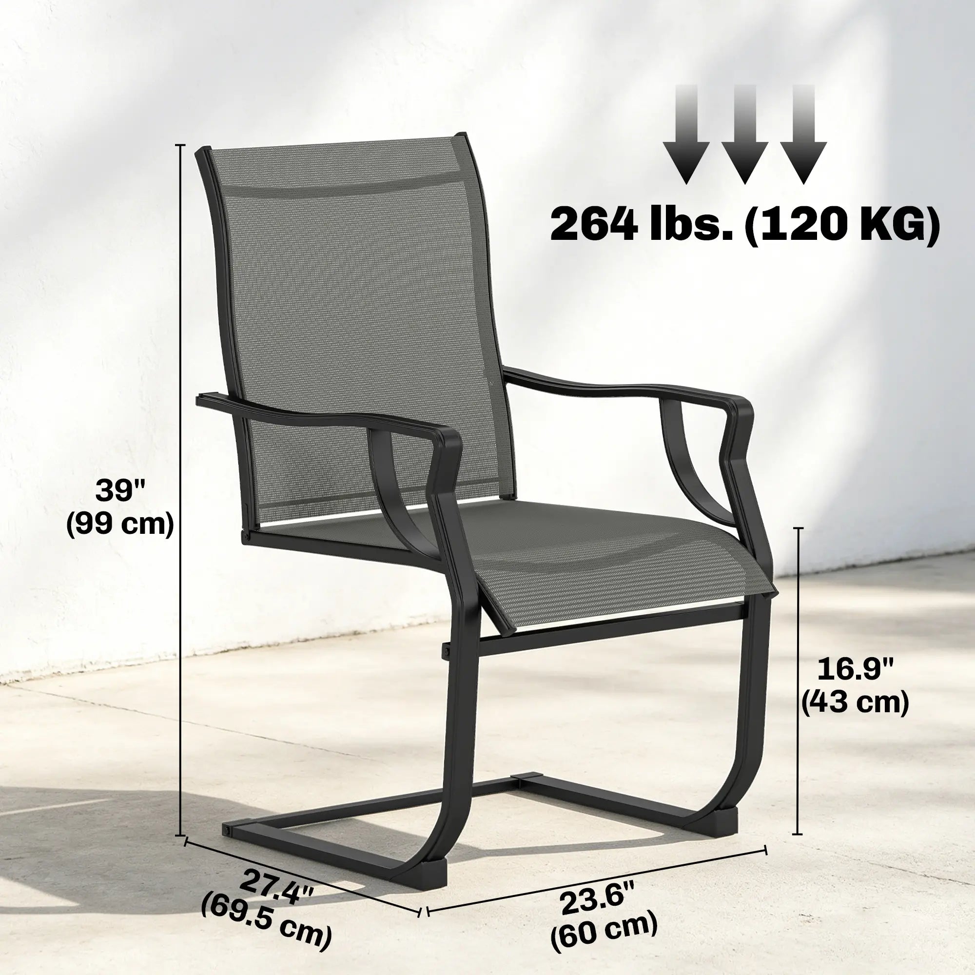 Spring Motion Patio Chairs Set Of 2, Curved High Backrest, All Weather Fabric, Metal Frame Outdoor Dining Sets at Gallery Canada