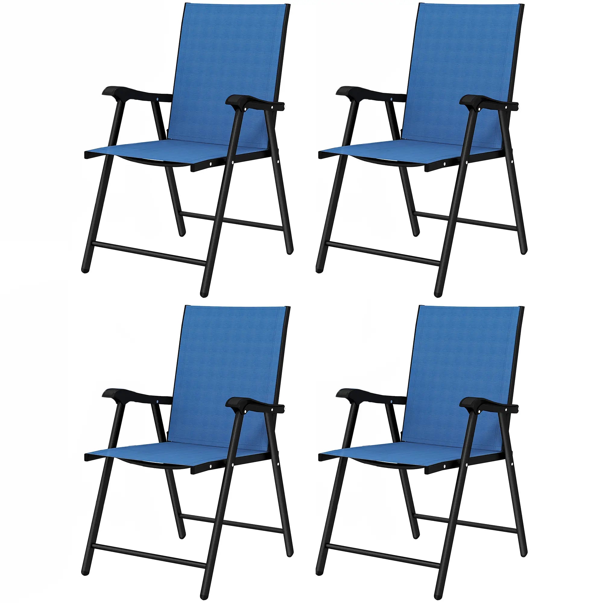 Folding Patio Chairs Set of 4, High Back Outdoor Dining Chairs, Blue Patio Chairs Blue at Gallery Canada