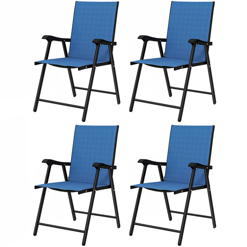 Folding Patio Chairs Set of 4, High Back Outdoor Dining Chairs, Blue