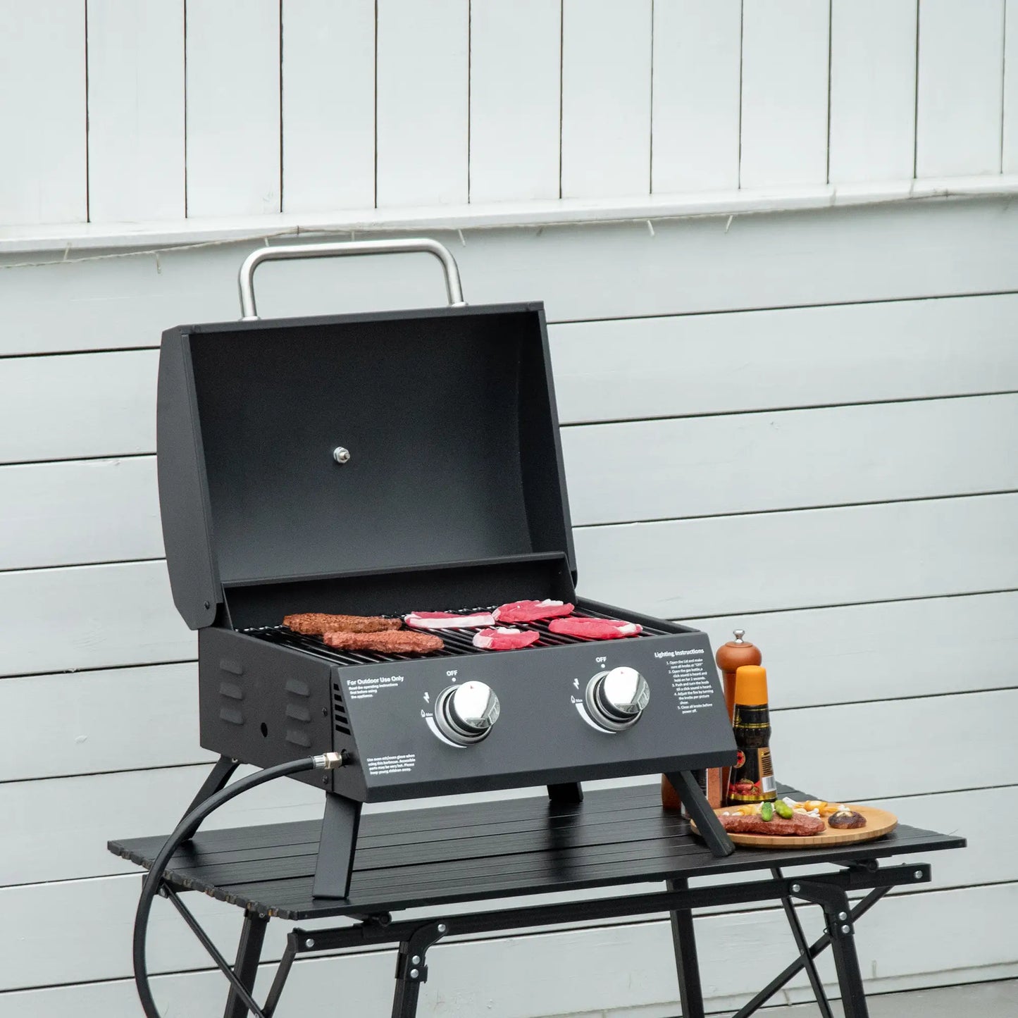 2 Burner Propane Gas Grill, Portable Tabletop BBQ, Black Propane Gas Grills at Gallery Canada