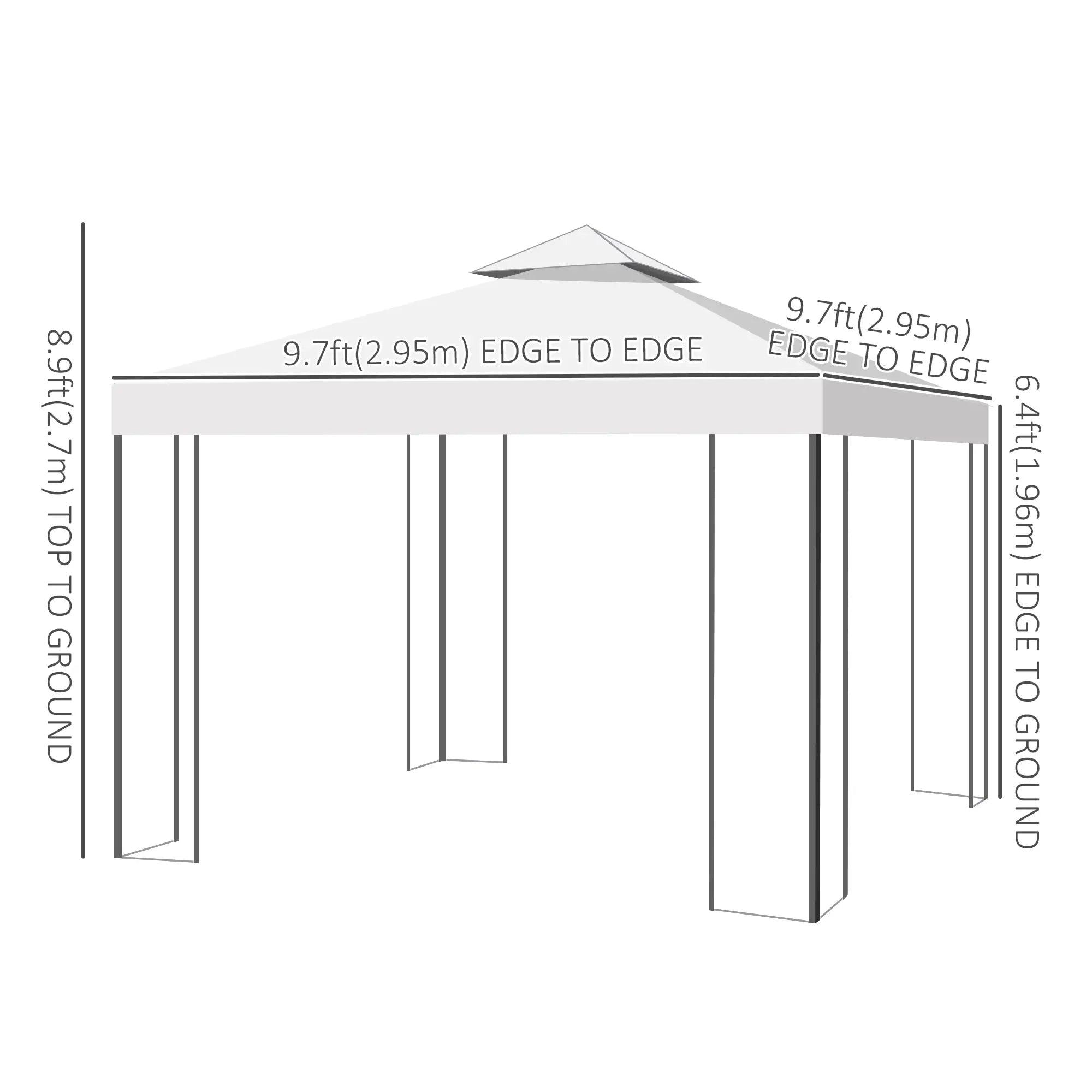 10' x 10' Metal Gazebo, Patio Canopy With Vented Roof, Cream Gazebos at Gallery Canada